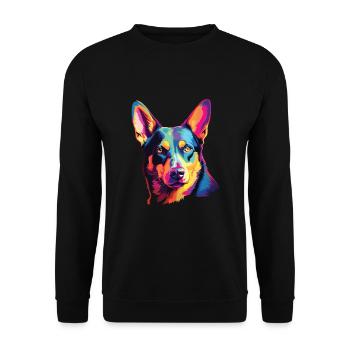 Watercolor Colorful Australian Kelpie - Unisex Sweatshirt - black - Front - Alina (178cm) & Michal (187cm)