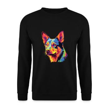 Watercolor Colorful Australian Kelpie - Unisex Sweatshirt - black - Front - Alina (178cm) & Michal (187cm)
