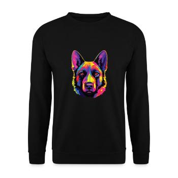 Watercolor Colorful Norwegian Elkhound - Unisex Sweatshirt - black - Front - Alina (178cm) & Michal (187cm)