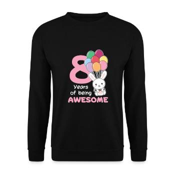 Hase zum 8. Geburtstag Kinder acht Jahre alt - Unisex Pullover - Schwarz - Vorne - Alina (178cm) & Michal (187cm)