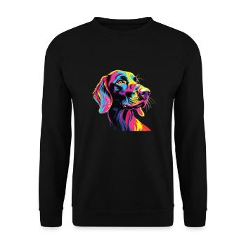 Wasserfarben Farbenfroher Finnischer Laufhund - Unisex Pullover - Schwarz - Vorne - Alina (178cm) & Michal (187cm)