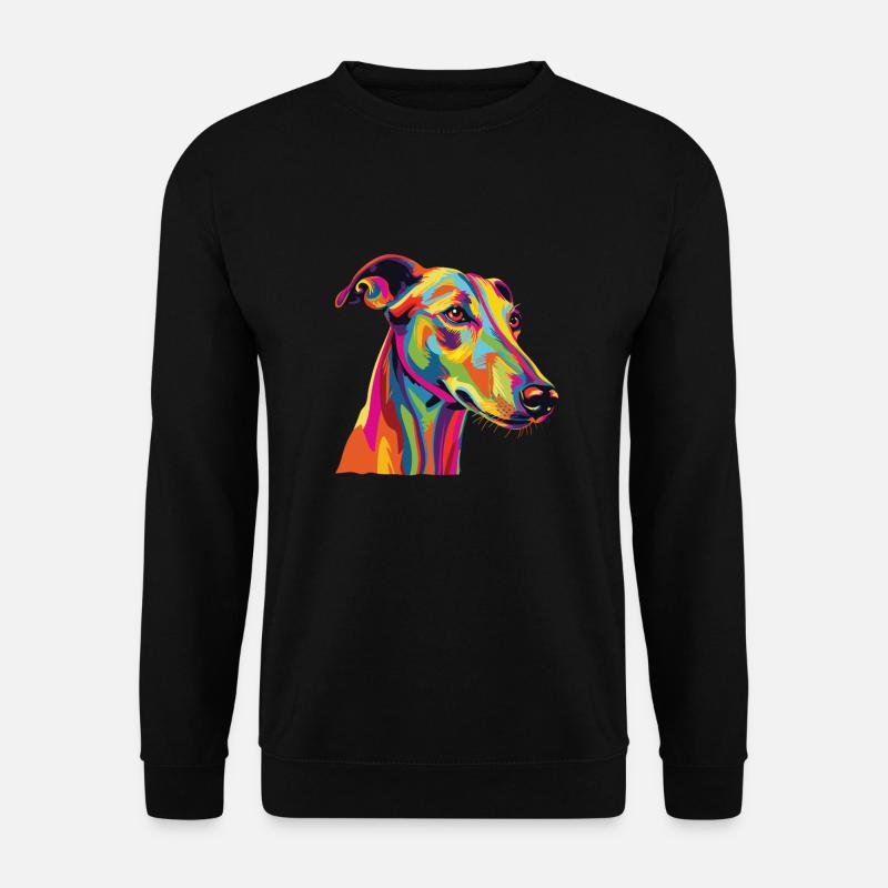 Wasserfarben Farbenfroher Greyhound - Unisex Pullover - Schwarz