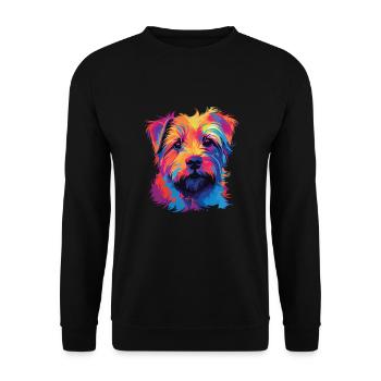 Wasserfarben Farbenfroher Norfolk Terrier - Unisex Pullover - Schwarz - Vorne - Alina (178cm) & Michal (187cm)