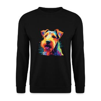 Watercolor Colorful Welsh Terrier - Unisex Sweatshirt - black - Front - Alina (178cm) & Michal (187cm)