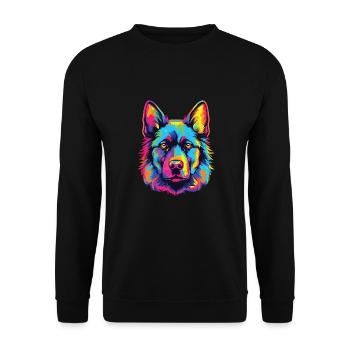 Watercolor Colorful Norwegian Elkhound - Unisex Sweatshirt - black - Front - Alina (178cm) & Michal (187cm)