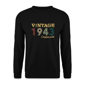 Vintage 1943 Original Parts Year Of Birth Birthday - Unisex Sweatshirt - black - Front - Alina (178cm) & Michal (187cm)
