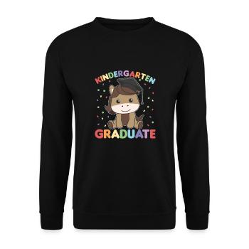 Enfants Maternelle Diplômé Cheval Graduation - Sweat-shirt Unisexe - noir - Devant - Alina (178cm) & Michal (187cm)