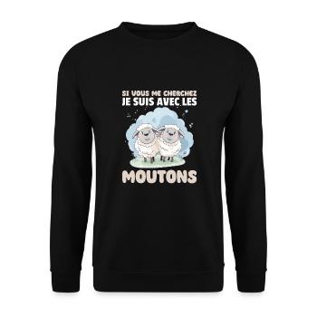 Si vous me cherchez, je suis avec les brebis - Sweat-shirt Unisexe - noir - Devant - Alina (178cm) & Michal (187cm)