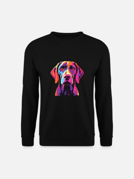 Wasserfarben Farbenfroher Deutsch Kurzhaar - Unisex Pullover - Schwarz