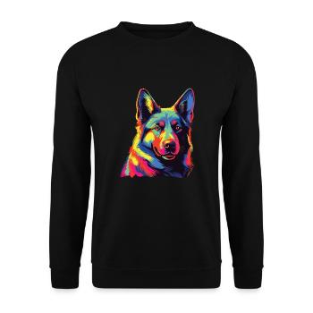 Aquarelle colorée norvégien Elkhound - Sweat-shirt Unisexe - noir - Devant - Alina (178cm) & Michal (187cm)
