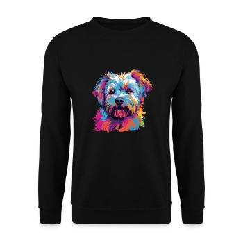 Watercolor Colorful Dandie Dinmont Terrier - Unisex Sweatshirt - black - Front - Alina (178cm) & Michal (187cm)