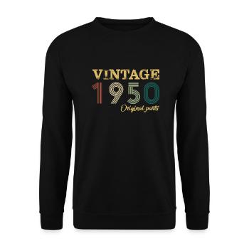 Vintage 1950 Original Parts Year Of Birth Birthday - Unisex Sweatshirt - black - Front - Alina (178cm) & Michal (187cm)