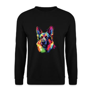 Watercolor Colorful German Shepherd - Unisex Sweatshirt - black - Front - Alina (178cm) & Michal (187cm)