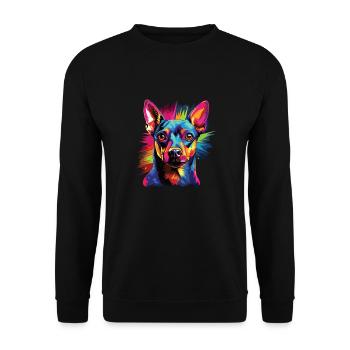 Aquarelle colorée Miniature Pinscher - Sweat-shirt Unisexe - noir - Devant - Alina (178cm) & Michal (187cm)