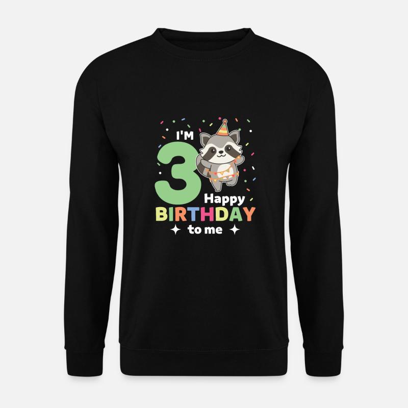 Waschbär zum 3. Geburtstag Kinder drei Jahre alt - Unisex Pullover - Schwarz