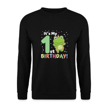 Frog for 1st birthday for children one year old - Unisex Sweatshirt - black - Front - Alina (178cm) & Michal (187cm)
