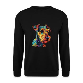 Aquarelle colorée Airedale Terrier - Sweat-shirt Unisexe - noir - Devant - Alina (178cm) & Michal (187cm)