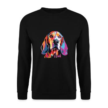 Wasserfarben Farbenfroher American Foxhound - Unisex Pullover - Schwarz - Vorne - Alina (178cm) & Michal (187cm)