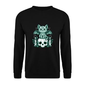 Kawaii Pastel Goth mignon Creepy Cat Bat - Sweat-shirt Unisexe - noir - Devant - Alina (178cm) & Michal (187cm)
