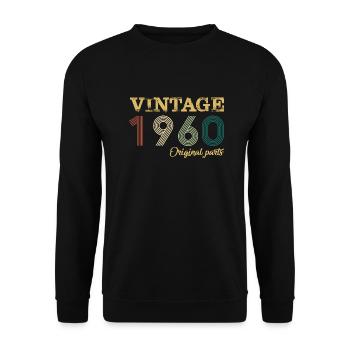 Vintage 1960 Original Parts Year Of Birth Birthday - Unisex Sweatshirt - black - Front - Alina (178cm) & Michal (187cm)