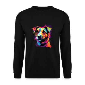 Aquarelle colorée Jack Russell Terrier - Sweat-shirt Unisexe - noir - Devant - Alina (178cm) & Michal (187cm)