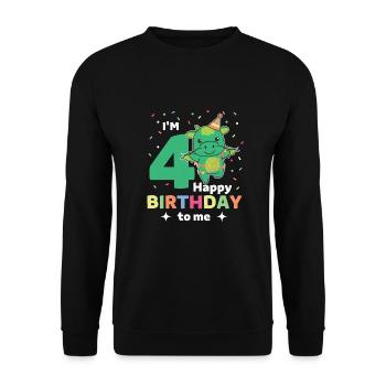 Drache zum 4. Geburtstag Kinder vier Jahre alt - Unisex Pullover - Schwarz - Vorne - Alina (178cm) & Michal (187cm)