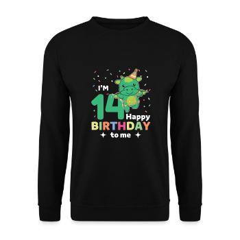 Dragon for 14th birthday for children fourteen - Unisex Sweatshirt - black - Front - Alina (178cm) & Michal (187cm)
