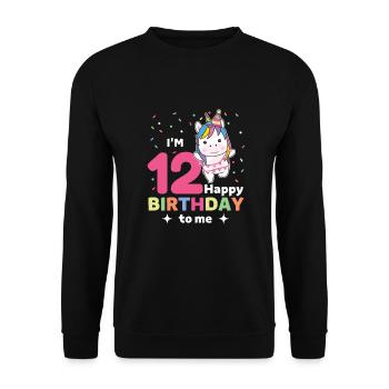 Unicorn for 12th birthday for children twelve years - Unisex Sweatshirt - black - Front - Alina (178cm) & Michal (187cm)