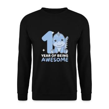 Dino for 1st birthday for children one year old - Unisex Sweatshirt - black - Front - Alina (178cm) & Michal (187cm)