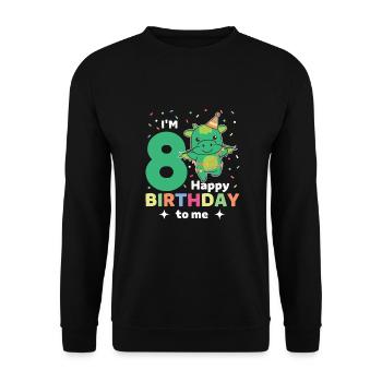 Drache zum 8. Geburtstag Kinder acht Jahre alt - Unisex Pullover - Schwarz - Vorne - Alina (178cm) & Michal (187cm)