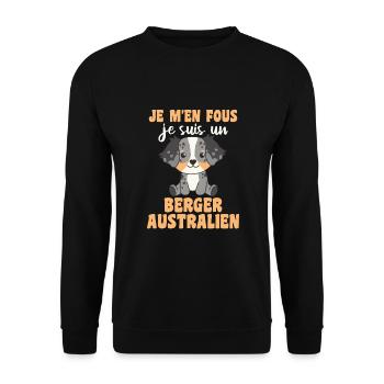 Je m'en fous je suis un berger australien - Hund - Unisex Pullover - Schwarz - Vorne - Alina (178cm) & Michal (187cm)