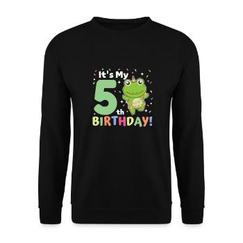 Frog for 5th birthday children five years old - Unisex Sweatshirt - black - Front - Alina (178cm) & Michal (187cm)