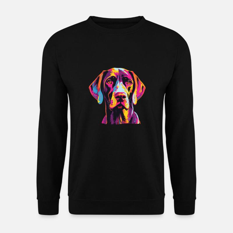 Wasserfarben Farbenfroher Deutsch Kurzhaar - Unisex Pullover - Schwarz