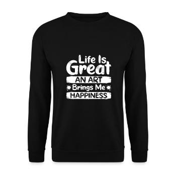 Funny Art Painter Art Brings Me Happiness Drawing - Unisex Sweatshirt - black - Front - Alina (178cm) & Michal (187cm)