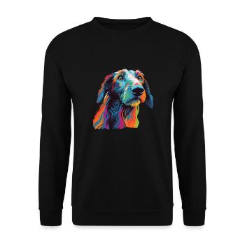 Aquarelle coloré Scottish Deerhound - Sweat-shirt Unisexe - noir - Devant - Alina (178cm) & Michal (187cm)