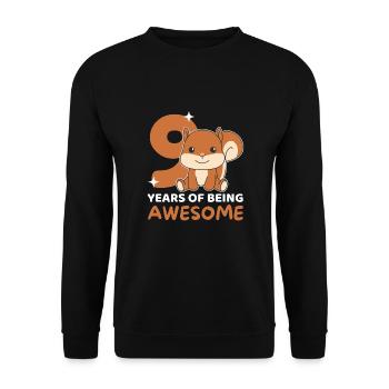Squirrel for 9th birthday children nine years - Unisex Sweatshirt - black - Front - Alina (178cm) & Michal (187cm)