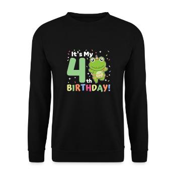Frog for 4th birthday children four years old - Unisex Sweatshirt - black - Front - Alina (178cm) & Michal (187cm)