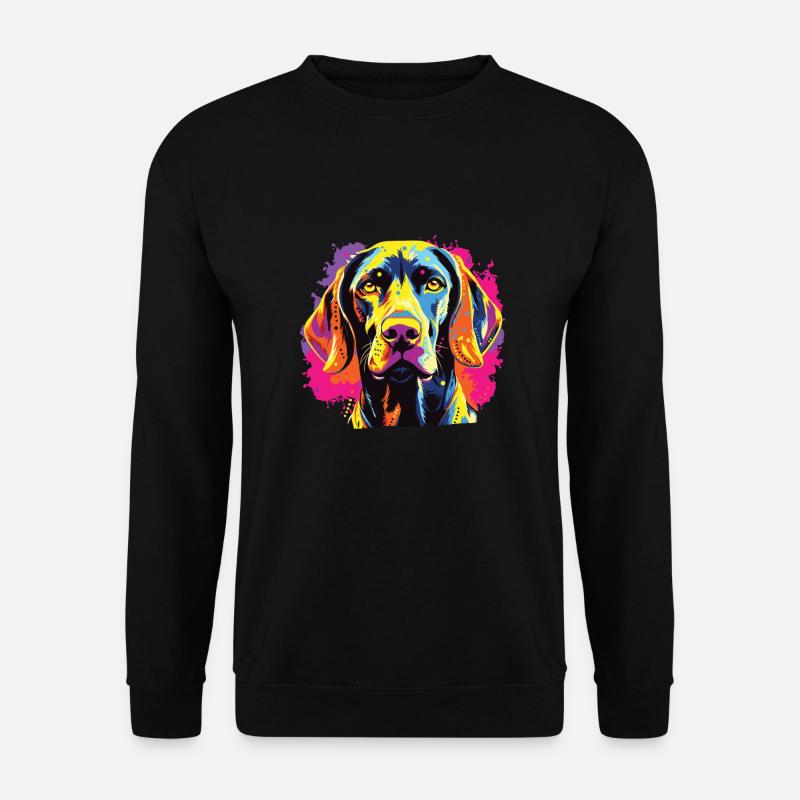 Wasserfarben Farbenfroher Deutsch Kurzhaar - Unisex Pullover - Schwarz