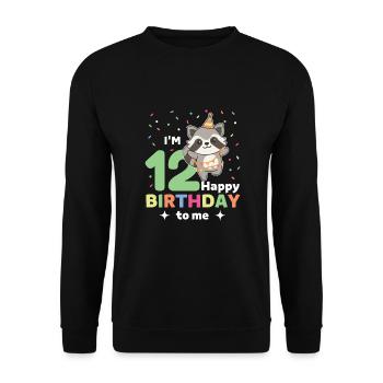 Raccoon for 12th birthday for children twelve years - Unisex Sweatshirt - black - Front - Alina (178cm) & Michal (187cm)