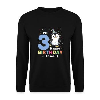 Penguin for 3rd birthday children three years old - Unisex Sweatshirt - black - Front - Alina (178cm) & Michal (187cm)
