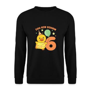I'm Already 6 Ducks Birthday Kids - Unisex Sweatshirt - black - Front - Alina (178cm) & Michal (187cm)