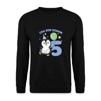 I'm already 5 penguins birthday kids - Unisex Sweatshirt - black - Front - Alina (178cm) & Michal (187cm)
