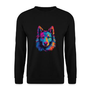 Aquarelle coloré chien de berger belge - Sweat-shirt Unisexe - noir - Devant - Alina (178cm) & Michal (187cm)
