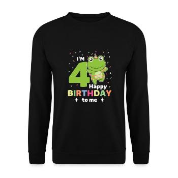 Frog for 4th birthday children four years old - Unisex Sweatshirt - black - Front - Alina (178cm) & Michal (187cm)