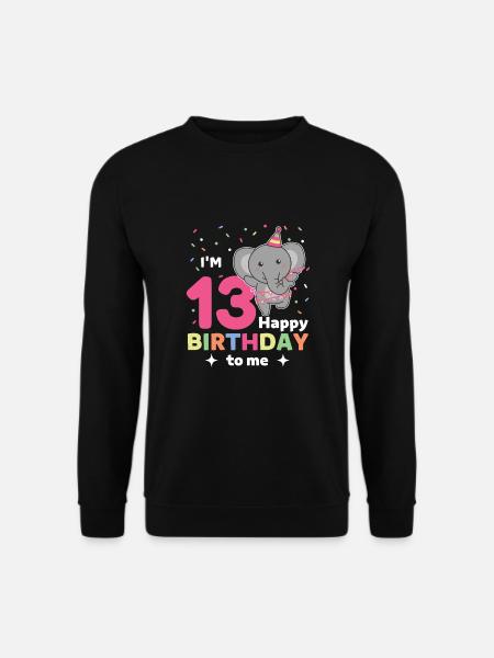 Elefant zum 13. Geburtstag für Kinder dreizehn - Unisex Pullover - Schwarz