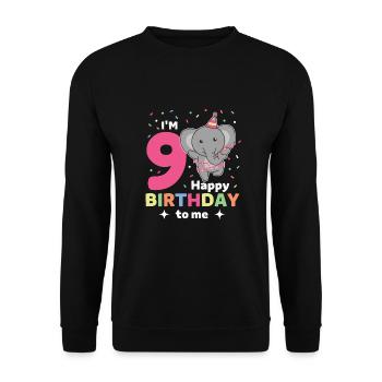 Eléphant pour les enfants de 9 ans de neuf ans - Sweat-shirt Unisexe - noir - Devant - Alina (178cm) & Michal (187cm)