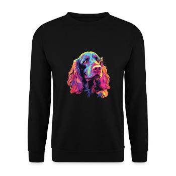 Watercolor Colorful American Water Spaniel - Unisex Sweatshirt - black - Front - Alina (178cm) & Michal (187cm)