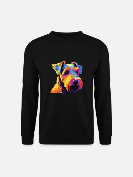 Wasserfarben Farbenfroher Welsh Terrier - Unisex Pullover - Schwarz