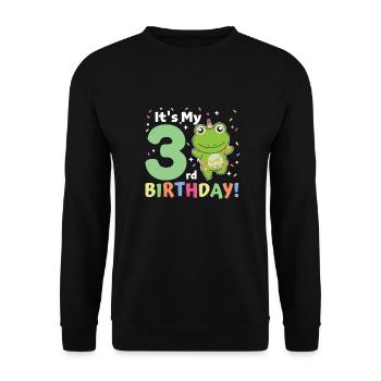 Frog for 3rd birthday children three years old - Unisex Sweatshirt - black - Front - Alina (178cm) & Michal (187cm)