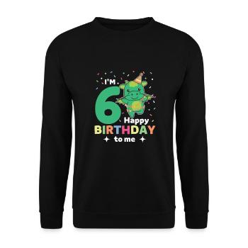 Drache zum 6. Geburtstag Kinder sechs Jahre alt - Unisex Pullover - Schwarz - Vorne - Alina (178cm) & Michal (187cm)